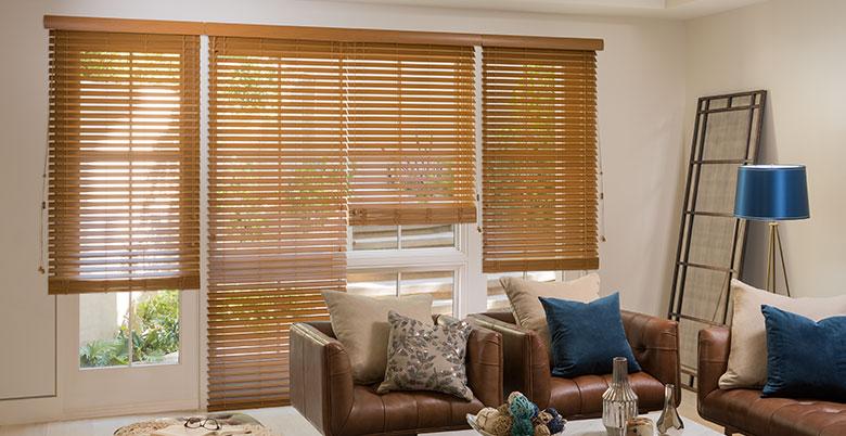 Faux Wood Blinds in Living Room