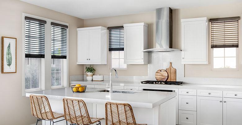 Faux Wood Blinds in Kitchen