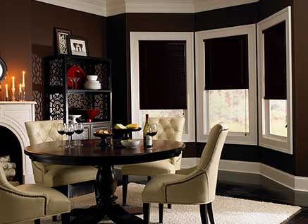 Mini blinds in an elegant dining room