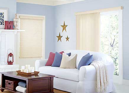 Blinds in a white living room
