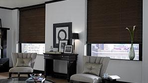 Cordless Wood Blinds in Living Room