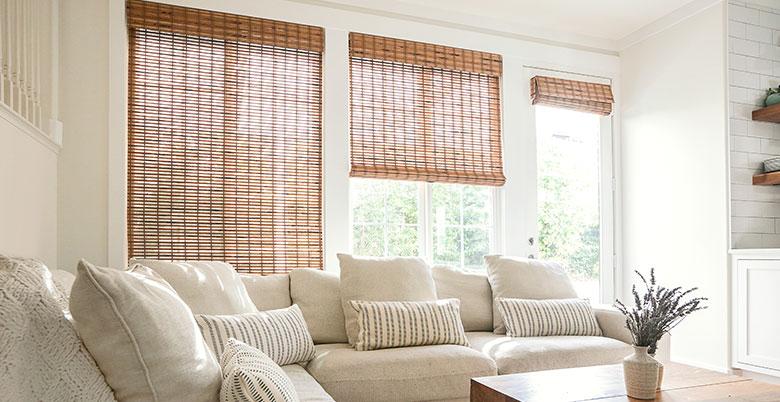Woven Wood Shades in Living Room